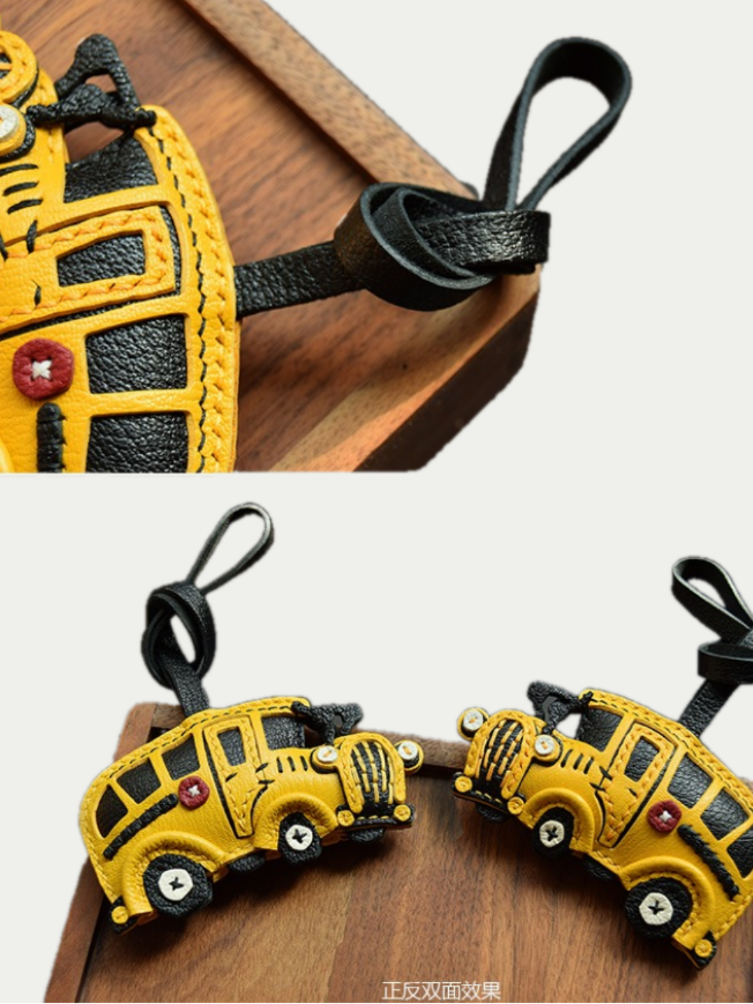 SCHOOL BUS bag charm gift
luxury handmade gift set
French sheepskin handmade keychain