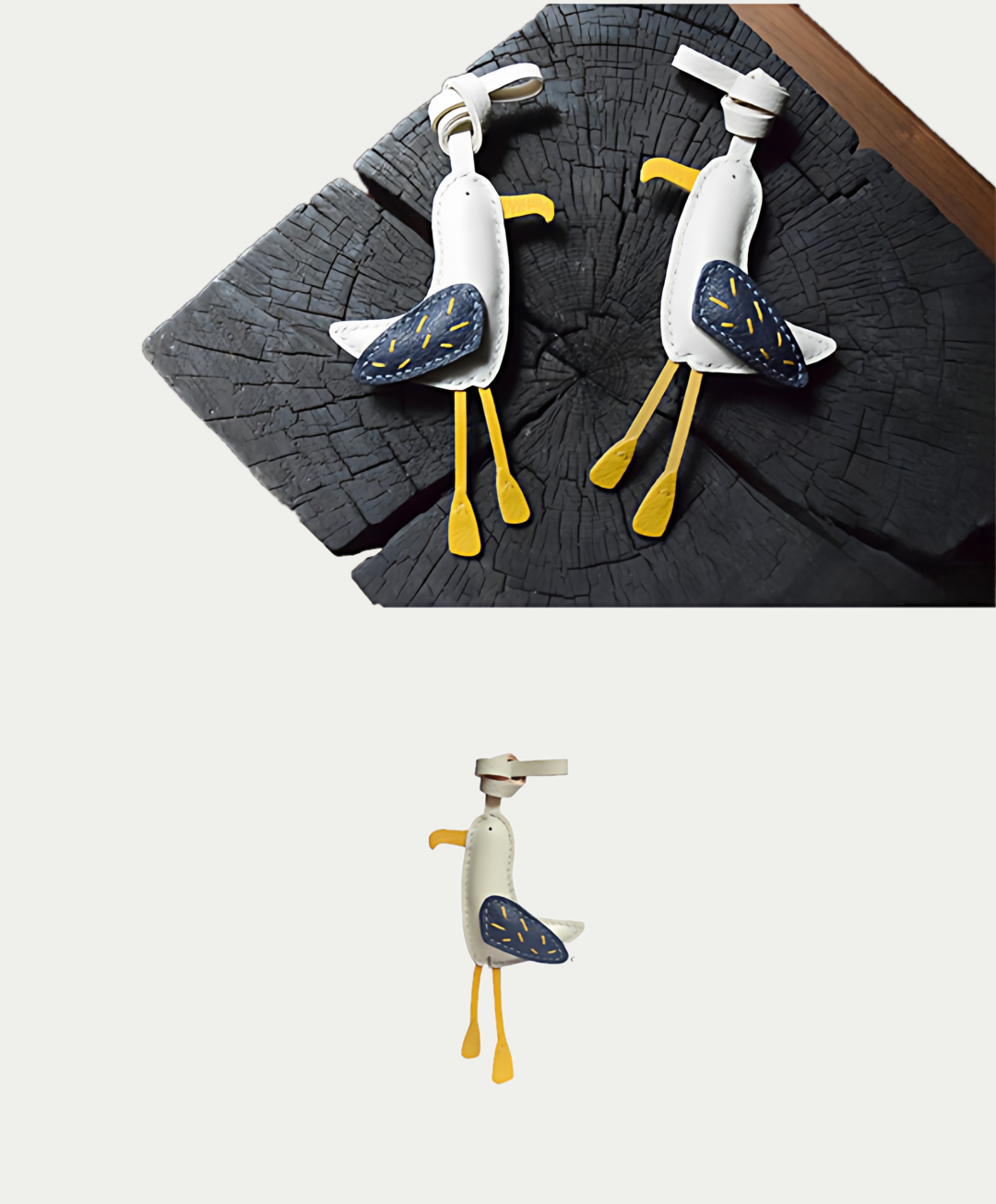 seagull bag charm gift
luxury handmade gift set
French sheepskin handmade keychain