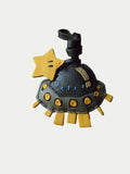 Handmade French Sheepskin Spaceship Bag Charm Cosmic Pendant
