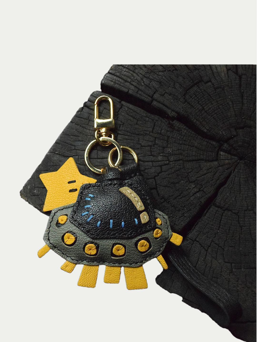 spaceship bag charm gift
﻿French sheepskin 
handmade keychain
fashion coordination