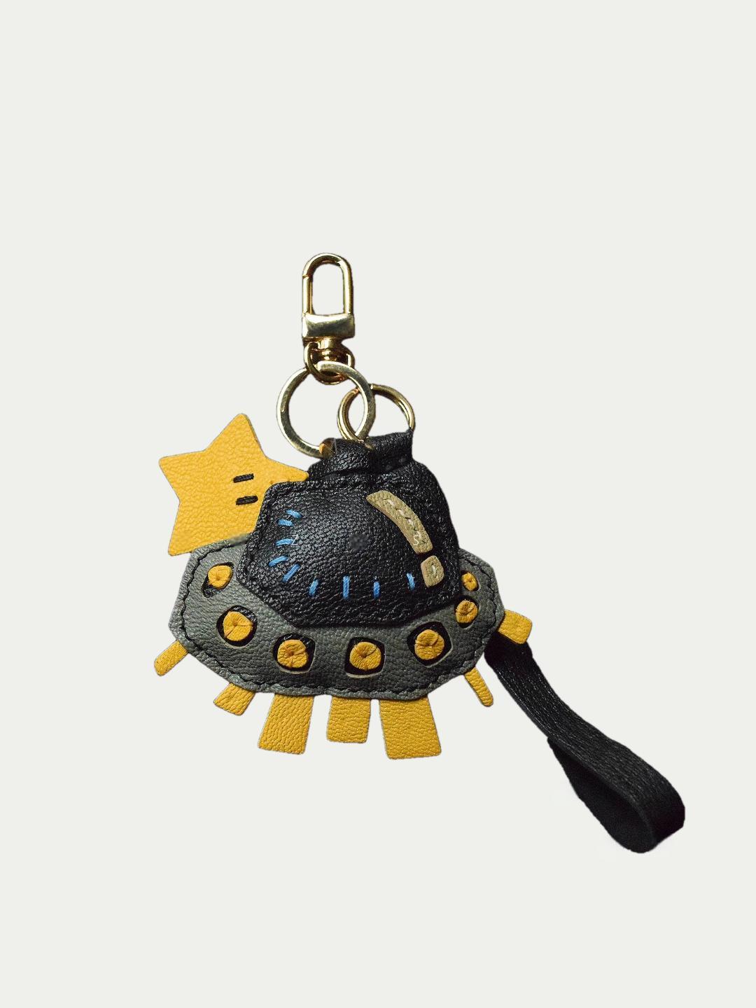 spaceship bag charm gift
﻿French sheepskin 
handmade keychain
fashion coordination