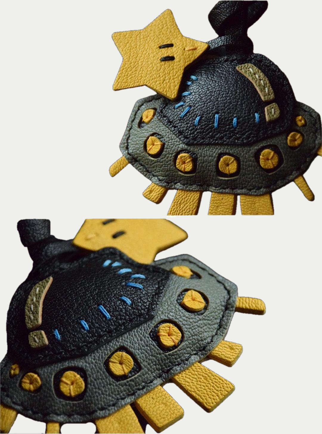 spaceship bag charm gift
﻿French sheepskin 
handmade keychain
fashion coordination