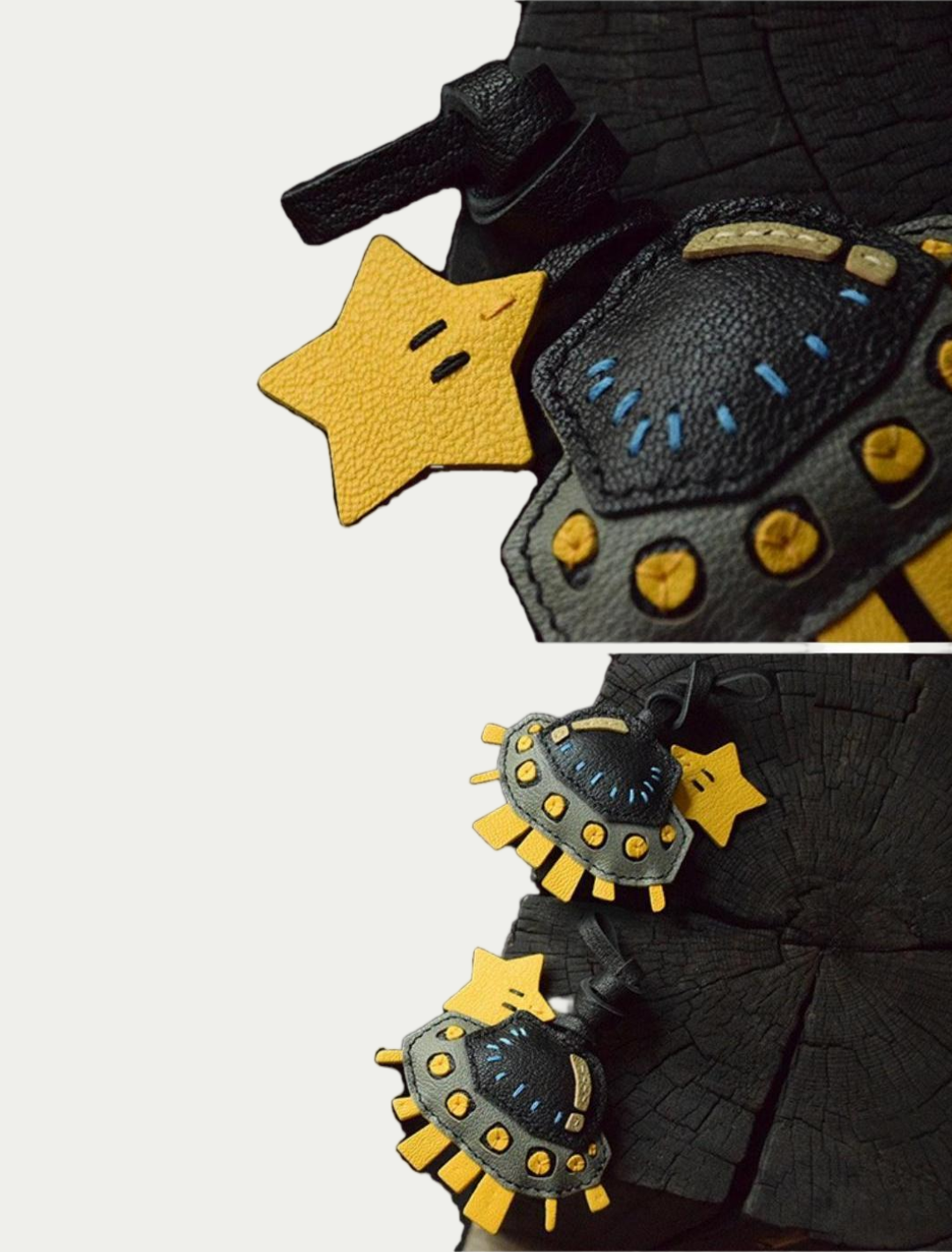 spaceship bag charm gift
﻿French sheepskin 
handmade keychain
fashion coordination