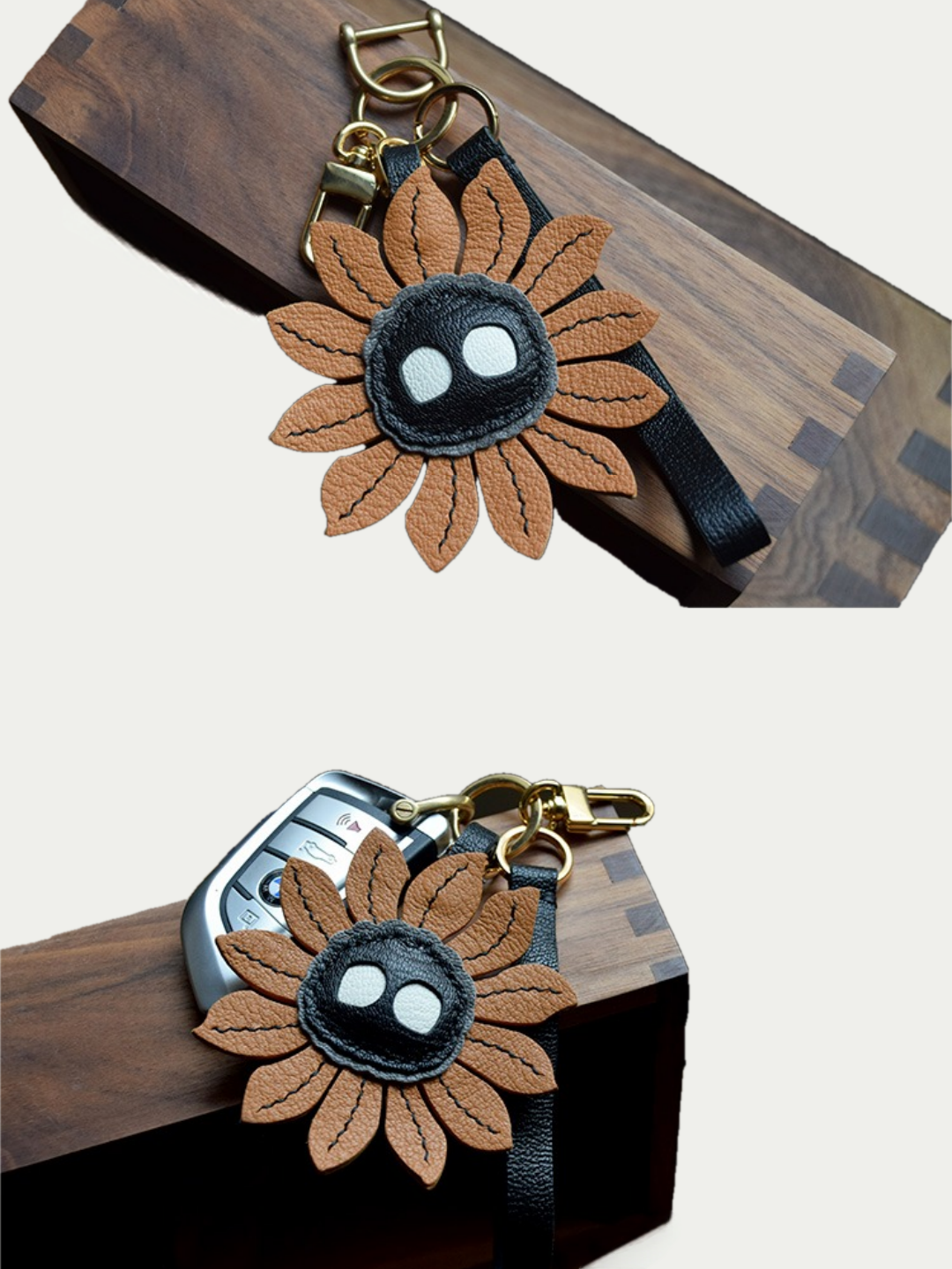 sunflower bag charm gift
luxury handmade gift set
French sheepskin handmade keychain